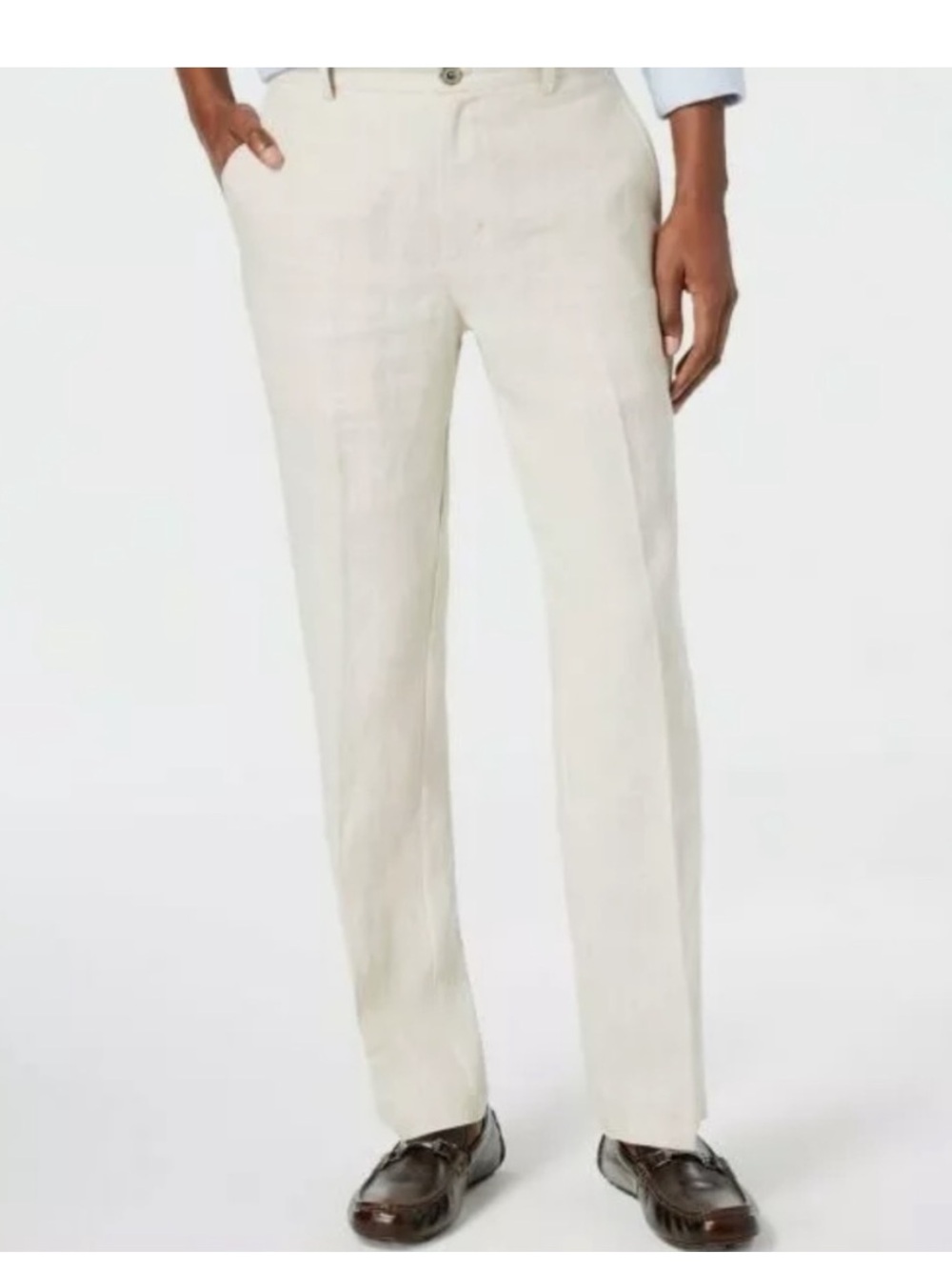 Tasso Elba Men's 100% Linen Pants Sz 30x30 Beige Flat Front Airy